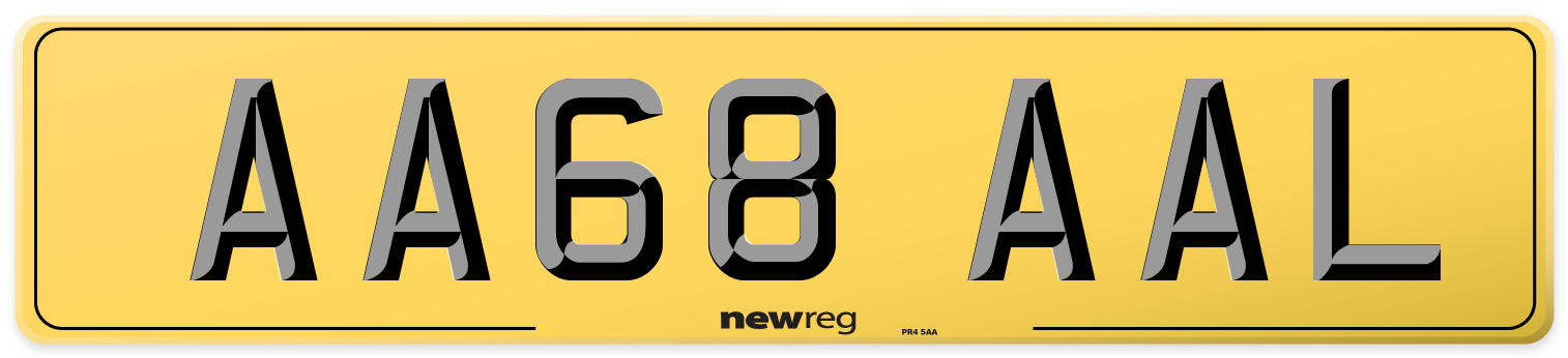 AA68 AAL Rear Number Plate