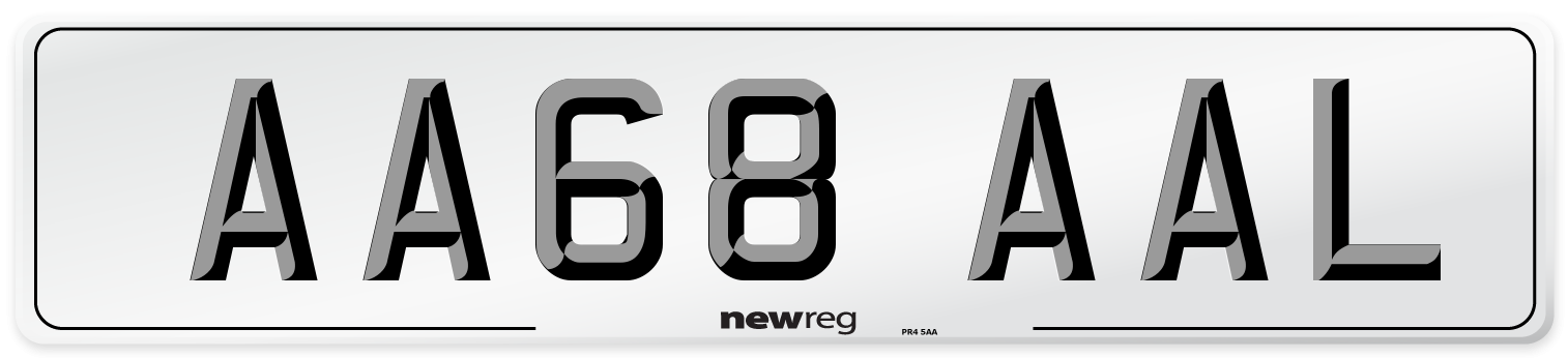 AA68 AAL Front Number Plate