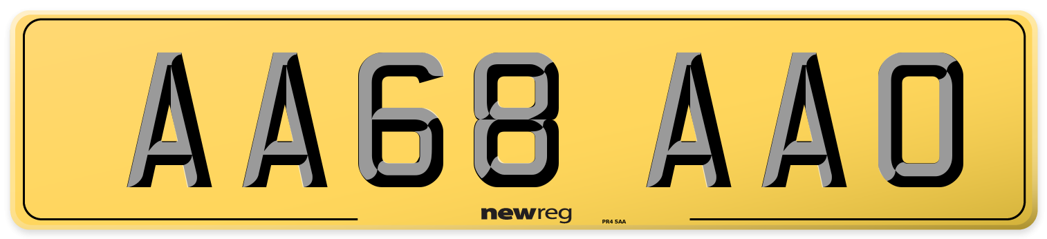 AA68 AAO Rear Number Plate