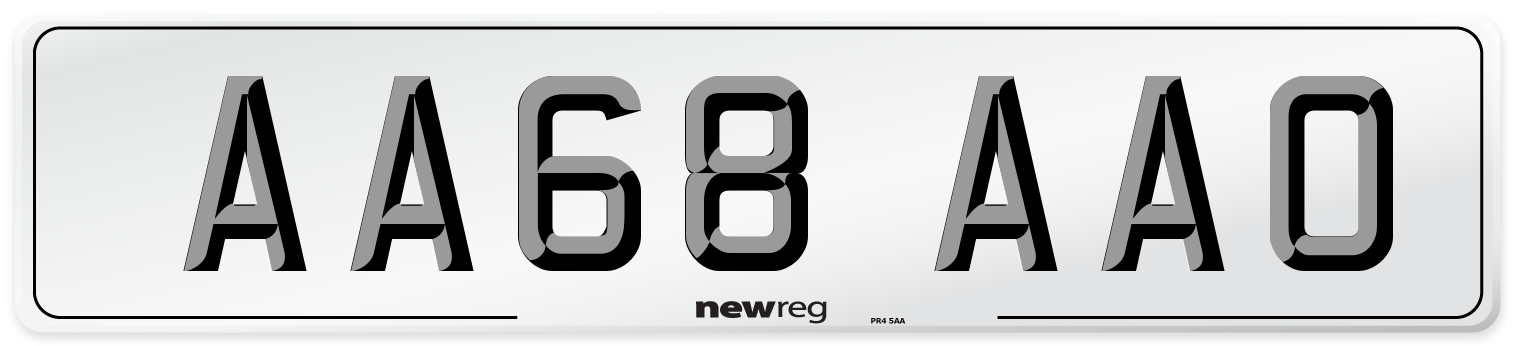 AA68 AAO Front Number Plate