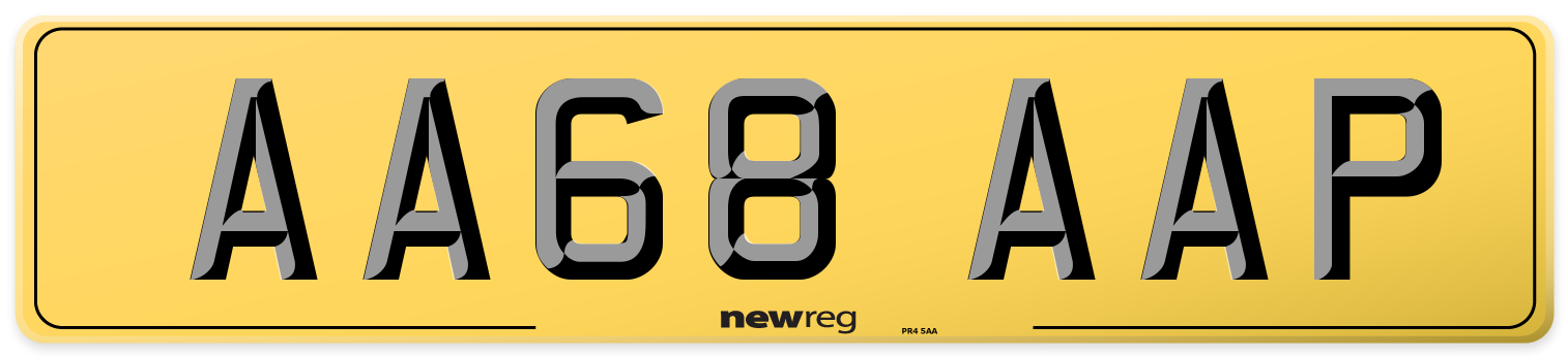 AA68 AAP Rear Number Plate