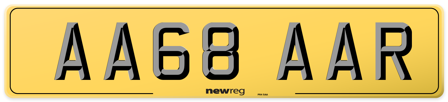 AA68 AAR Rear Number Plate