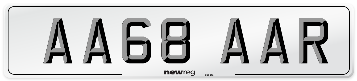 AA68 AAR Front Number Plate