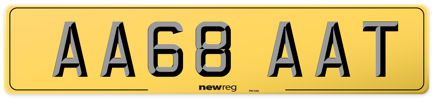 AA68 AAT Rear Number Plate