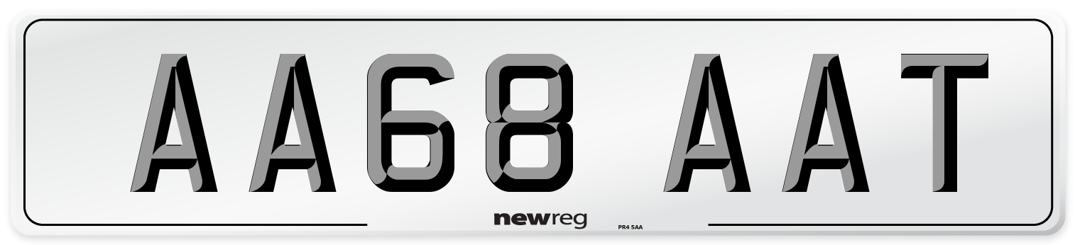AA68 AAT Front Number Plate