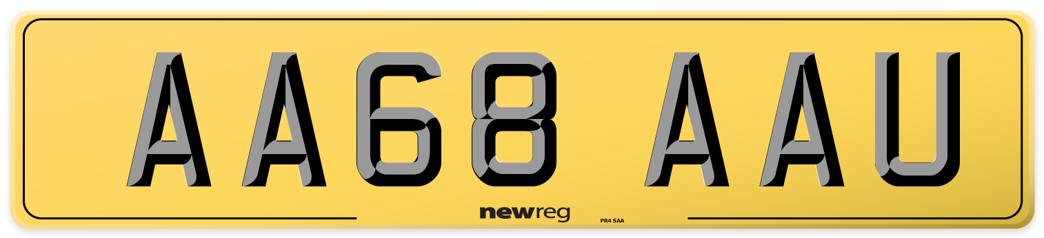 AA68 AAU Rear Number Plate