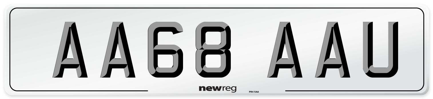 AA68 AAU Front Number Plate