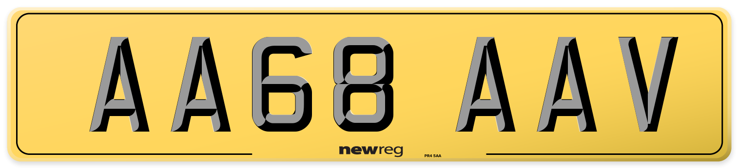 AA68 AAV Rear Number Plate