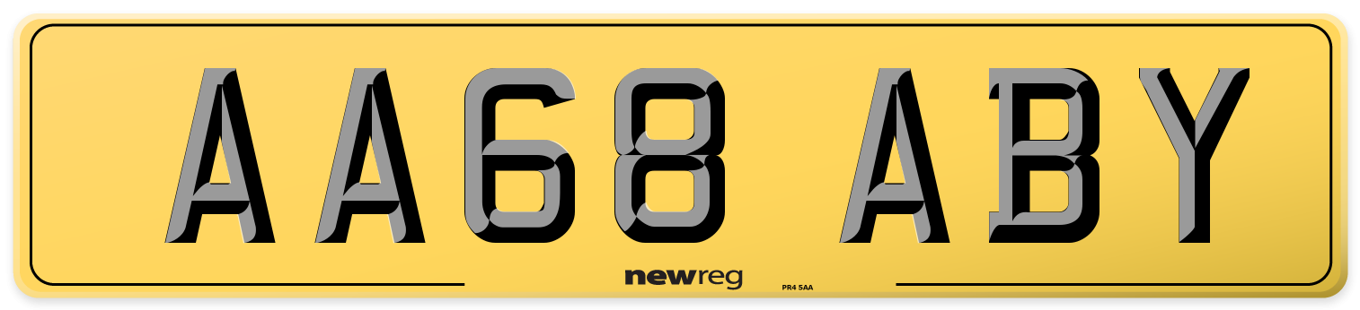 AA68 ABY Rear Number Plate