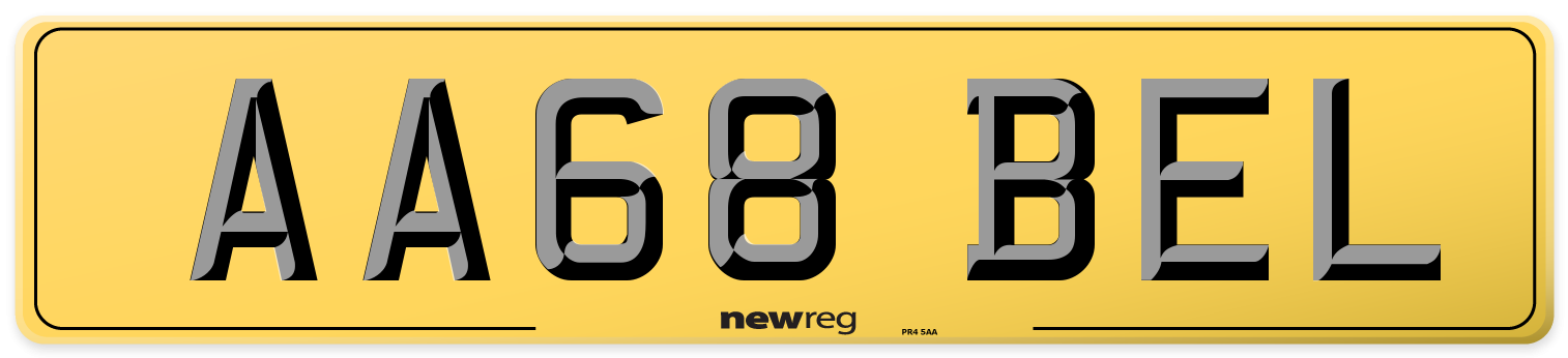 AA68 BEL Rear Number Plate