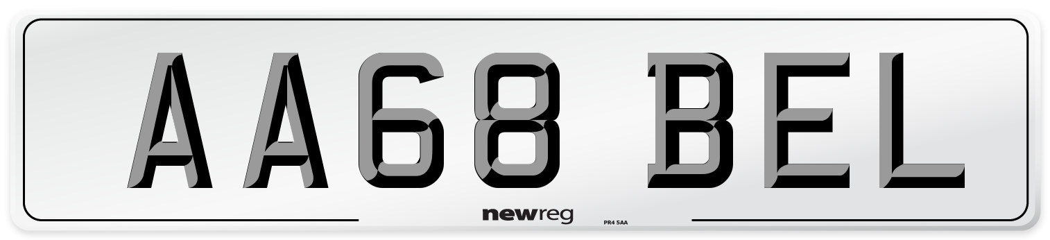 AA68 BEL Front Number Plate