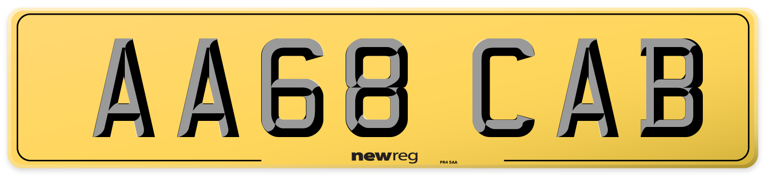AA68 CAB Rear Number Plate
