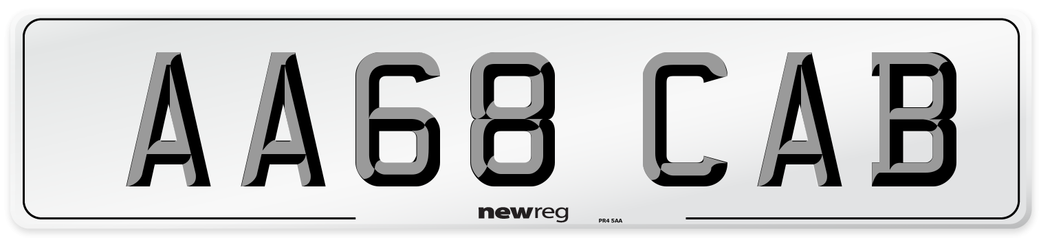 AA68 CAB Front Number Plate