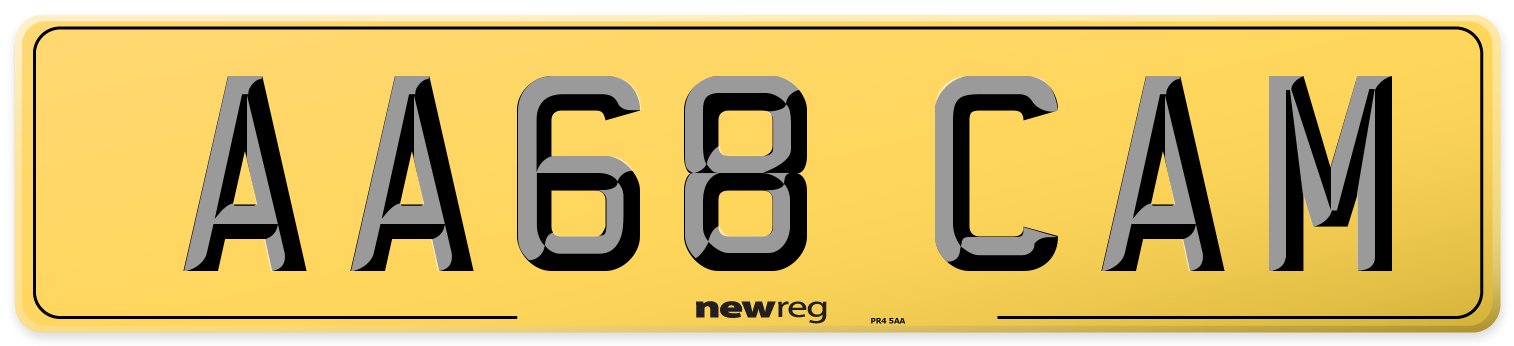 AA68 CAM Rear Number Plate