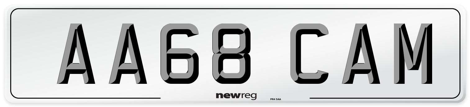 AA68 CAM Front Number Plate