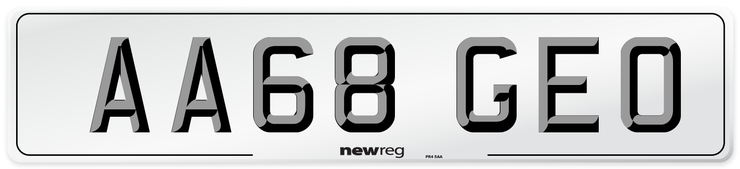 AA68 GEO Front Number Plate