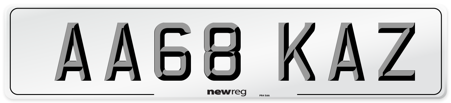 AA68 KAZ Front Number Plate