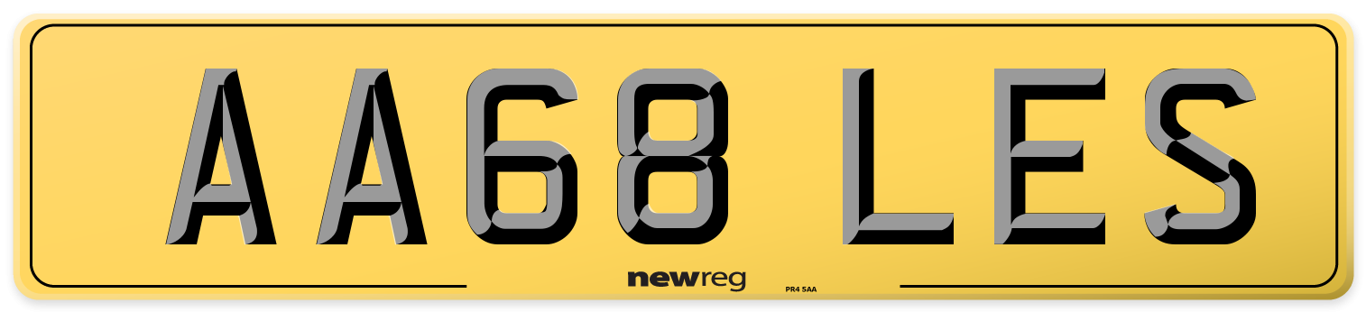 AA68 LES Rear Number Plate