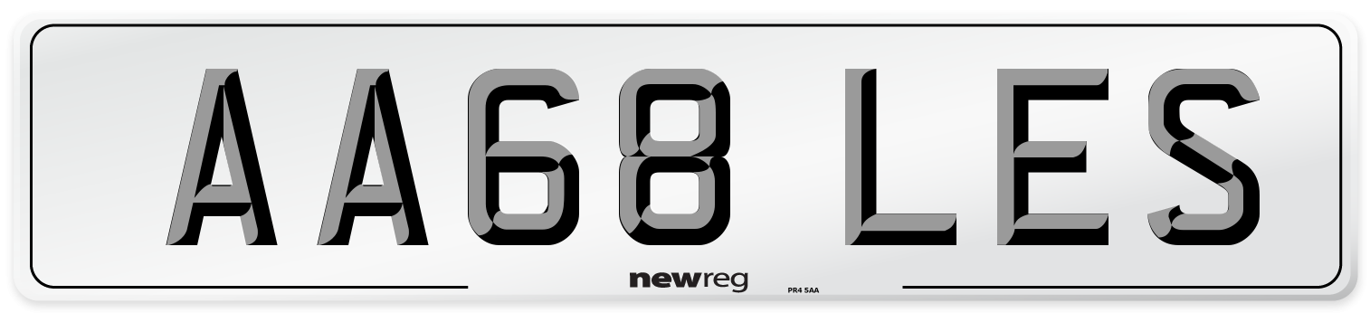 AA68 LES Front Number Plate