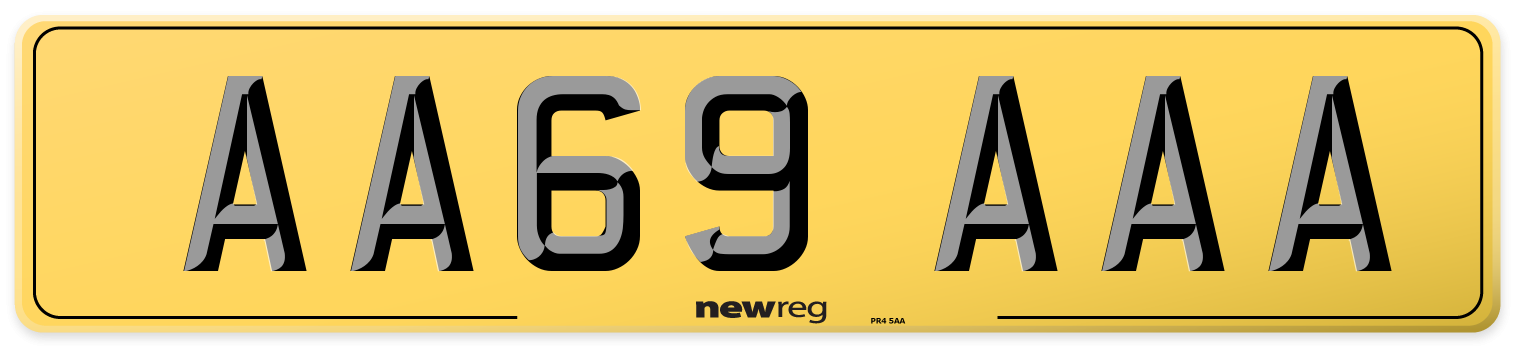 AA69 AAA Rear Number Plate