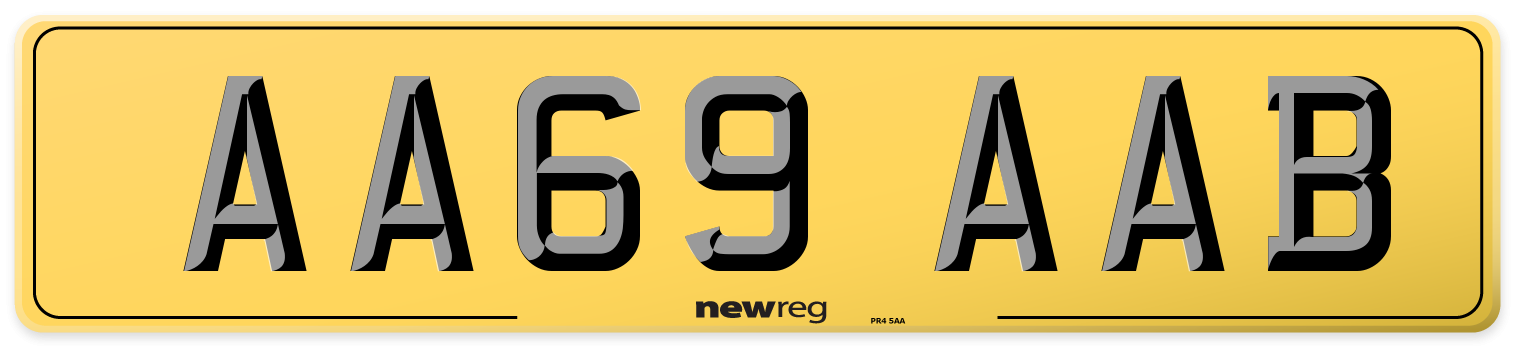AA69 AAB Rear Number Plate
