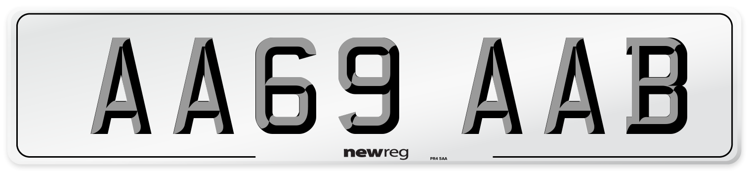AA69 AAB Front Number Plate