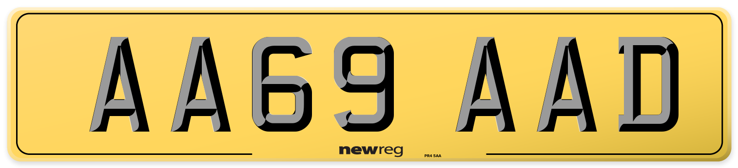 AA69 AAD Rear Number Plate