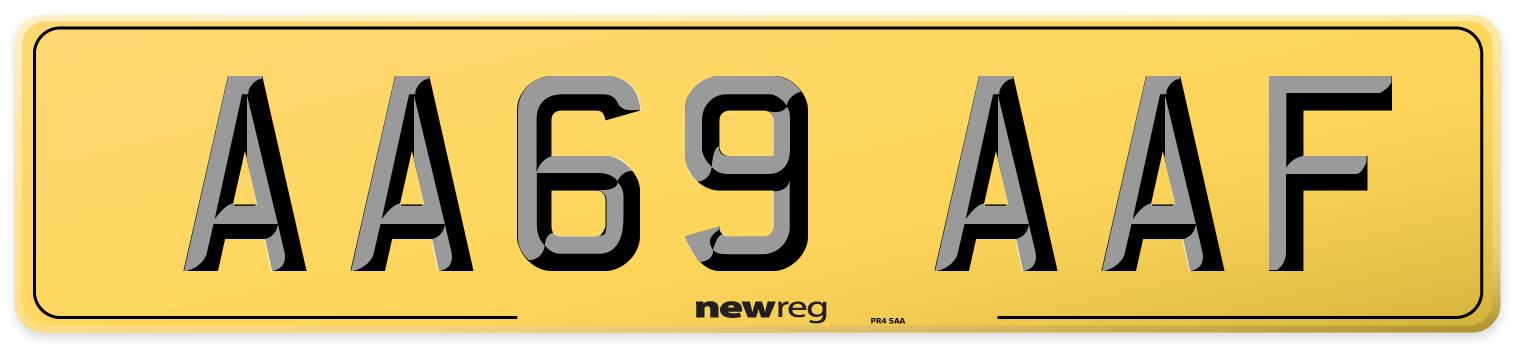 AA69 AAF Rear Number Plate