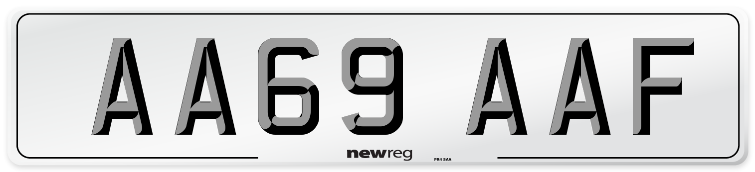 AA69 AAF Front Number Plate
