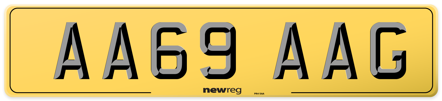 AA69 AAG Rear Number Plate
