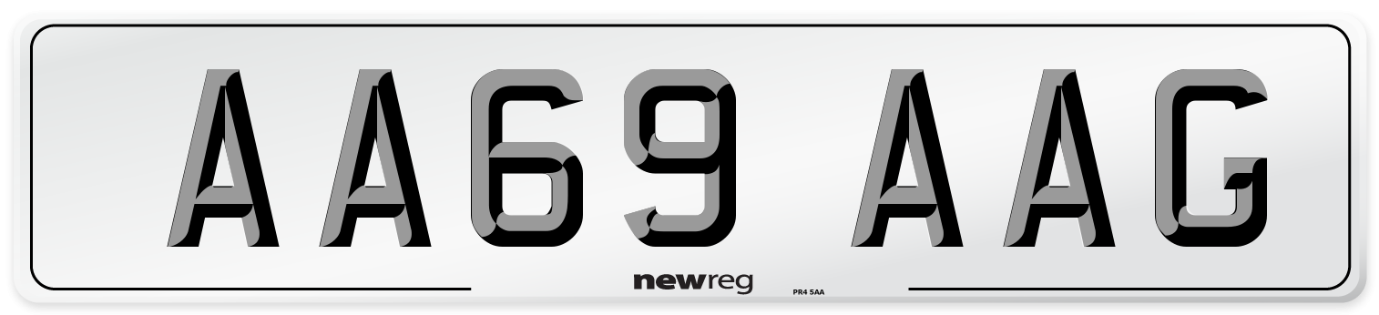 AA69 AAG Front Number Plate