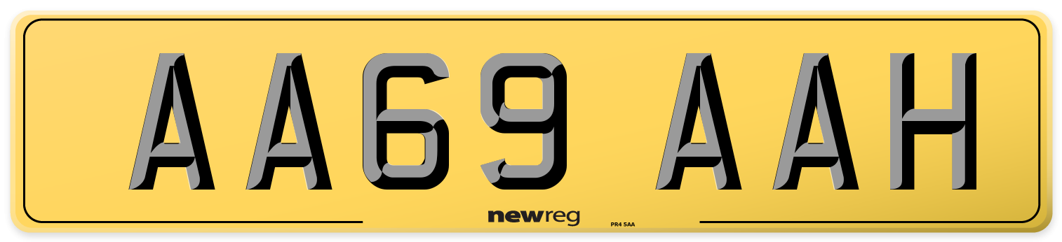 AA69 AAH Rear Number Plate