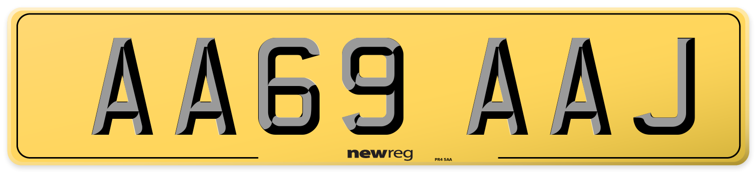 AA69 AAJ Rear Number Plate