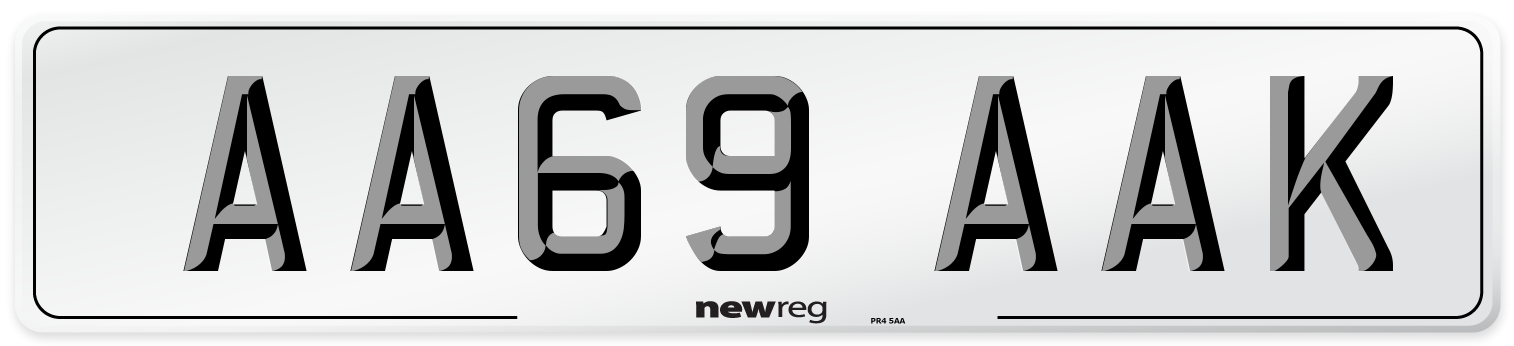 AA69 AAK Front Number Plate