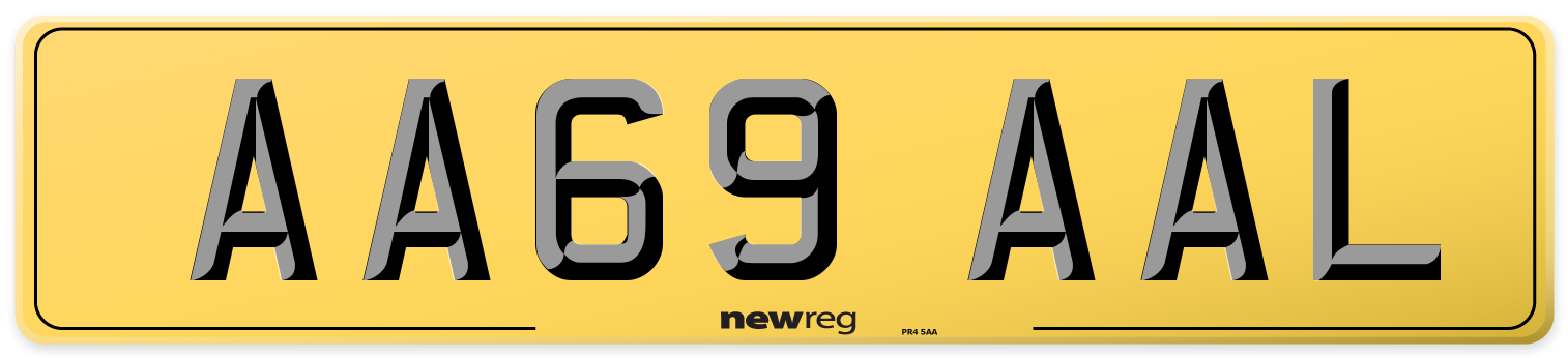 AA69 AAL Rear Number Plate