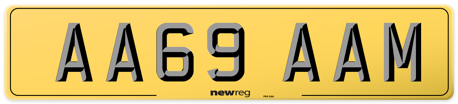 AA69 AAM Rear Number Plate