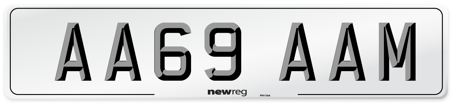 AA69 AAM Front Number Plate