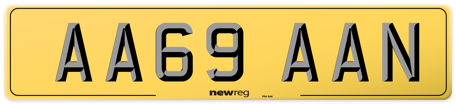 AA69 AAN Rear Number Plate