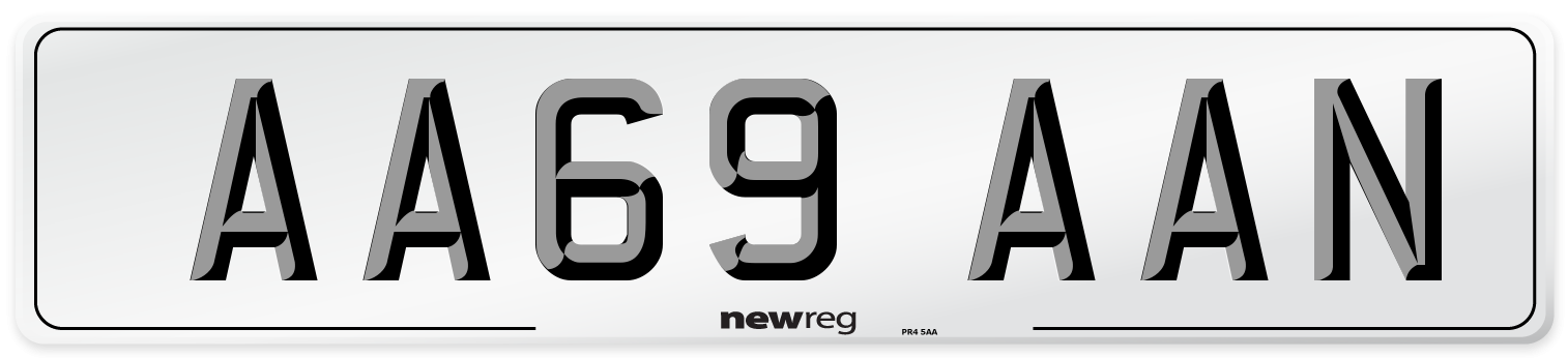 AA69 AAN Front Number Plate