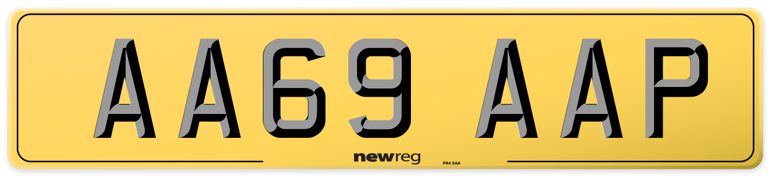 AA69 AAP Rear Number Plate