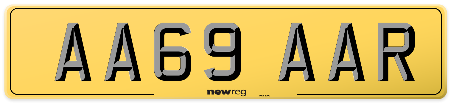 AA69 AAR Rear Number Plate