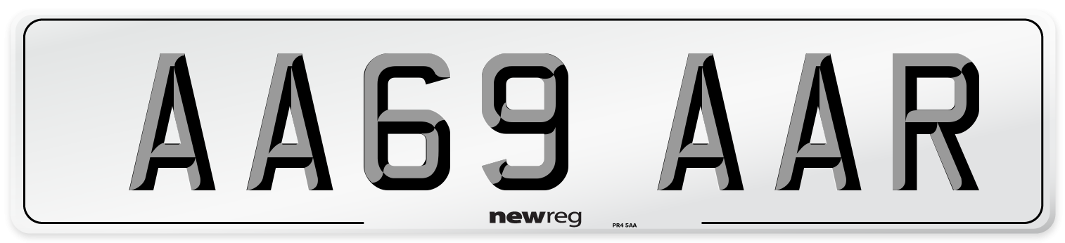 AA69 AAR Front Number Plate