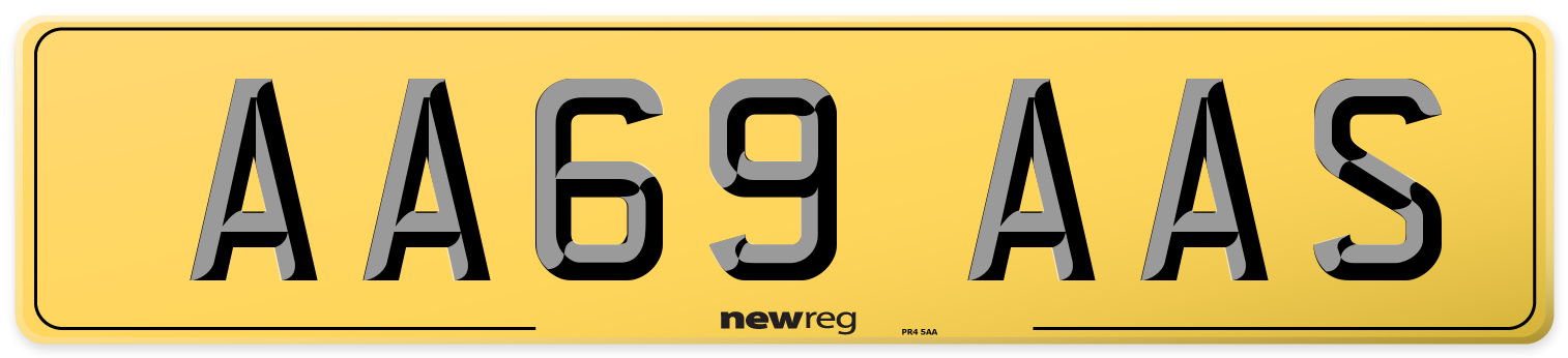 AA69 AAS Rear Number Plate