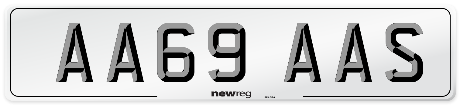 AA69 AAS Front Number Plate