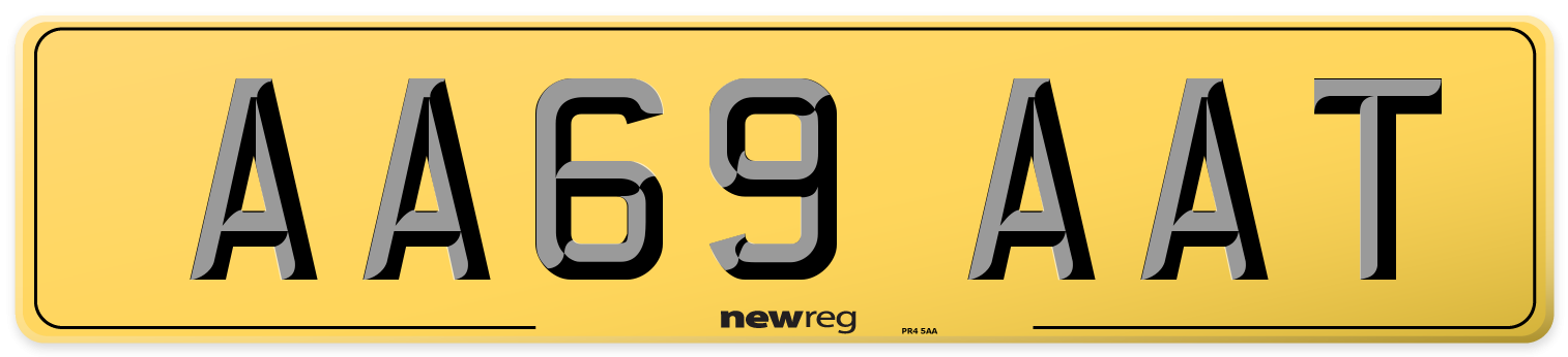 AA69 AAT Rear Number Plate