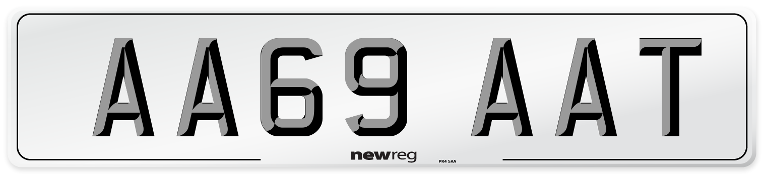AA69 AAT Front Number Plate