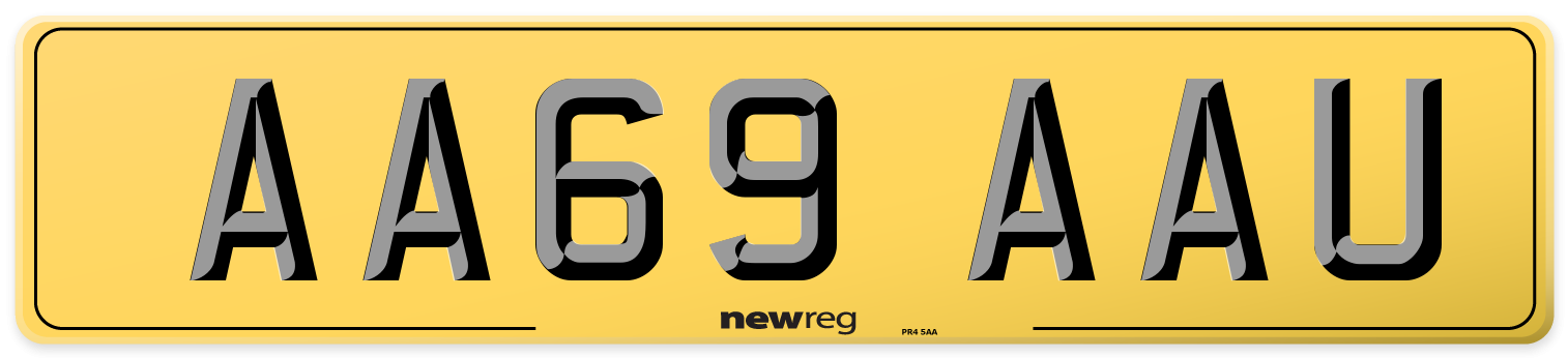 AA69 AAU Rear Number Plate