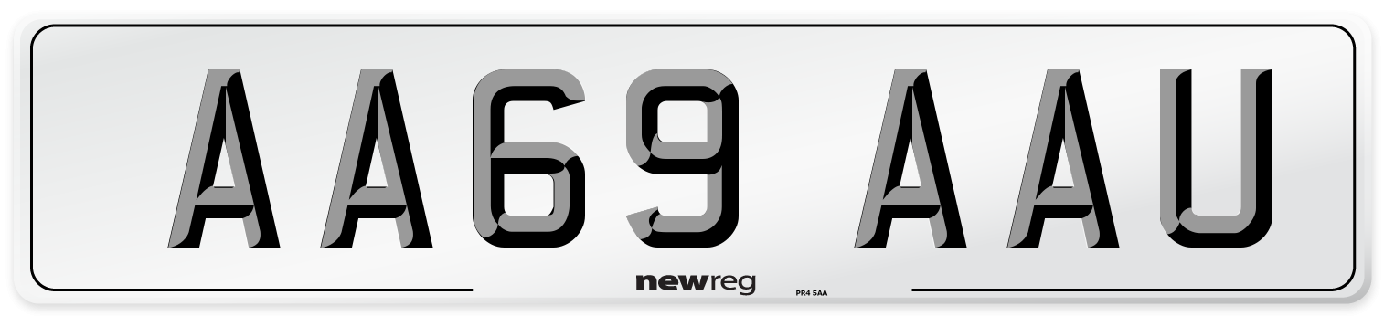 AA69 AAU Front Number Plate