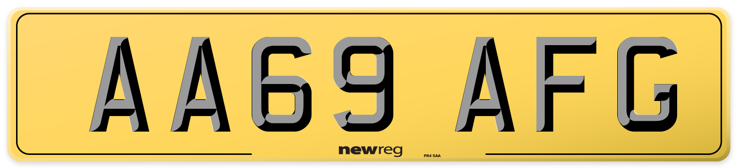 AA69 AFG Rear Number Plate