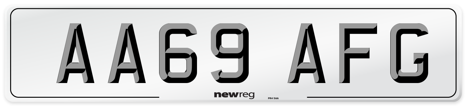 AA69 AFG Front Number Plate